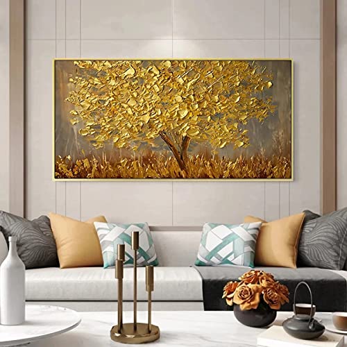 Moderne kunst gouden boom canvas schilderij abstracte posters en prints muurafbeelding voor woonkamer decoratie woondecoratie schilderijen, Wg576,50 x 100 cm zonder frame - Afbeelding 4