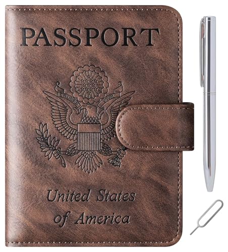 Image of Passport Holder for Travel Essentials, Passport Cover, Rfid Blocking Wallet | Travel Wallet, Leather, Passport Case, Travel Accessories, Vacation Luggage Must Haves, for Men Women
