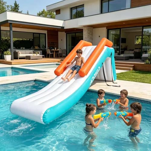 HPZIGD Inflatable Pontoon Slide, Quick Setup Portable Water Slide for Boat Dock, Lake Pool, Summer...