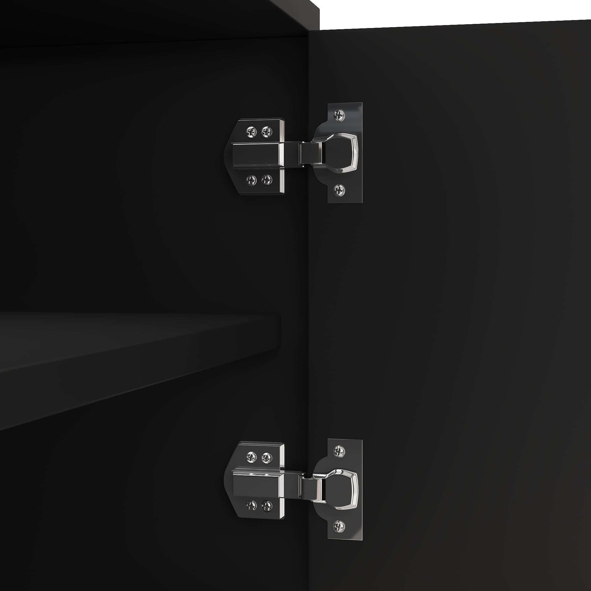 Szafka pod telewizor z teksturowanymi drzwiami, złote zdobienia, Push-to-Open, czarna i złota, 170 x 38 x 44 cm, płyta wiórowa