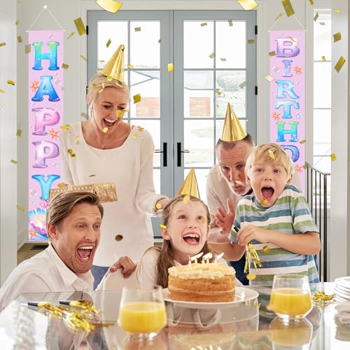 Image of Birthday Decorations Banner, Happy Birthday Door Sign for Men Women Boys Girls Ideal Birthday Decorations Party Supplies Outdoor Indoor 72 x 12 Inch