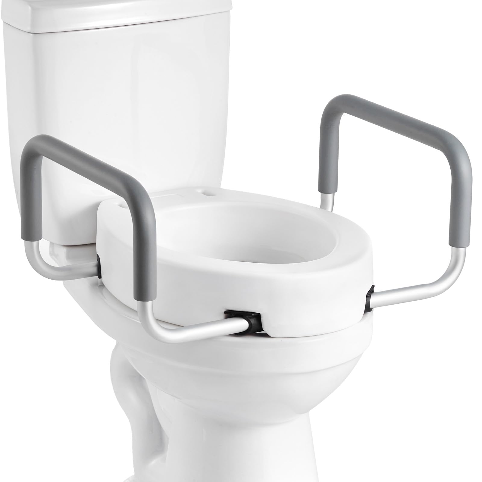 VEVOR Sedile WC Rialzato da Bagno con Capacità di Carico di 136 kg e Altezza di Sollevamento di 88,9 mm, Sedile WC Rialzato e Allargato Universale con Braccioli per Anziani, Disabili, Adulti