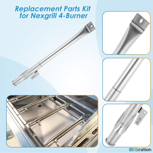 Image of Grill Replacement Parts for Nexgrill 4-Burner 720-0830 720-0830H 720-0830A 720-0830HR 720-0830T, Cooking Grate, Heat Shield and Burner Kit for Nexgrill Replacement Parts 4-Burner 720-0830H