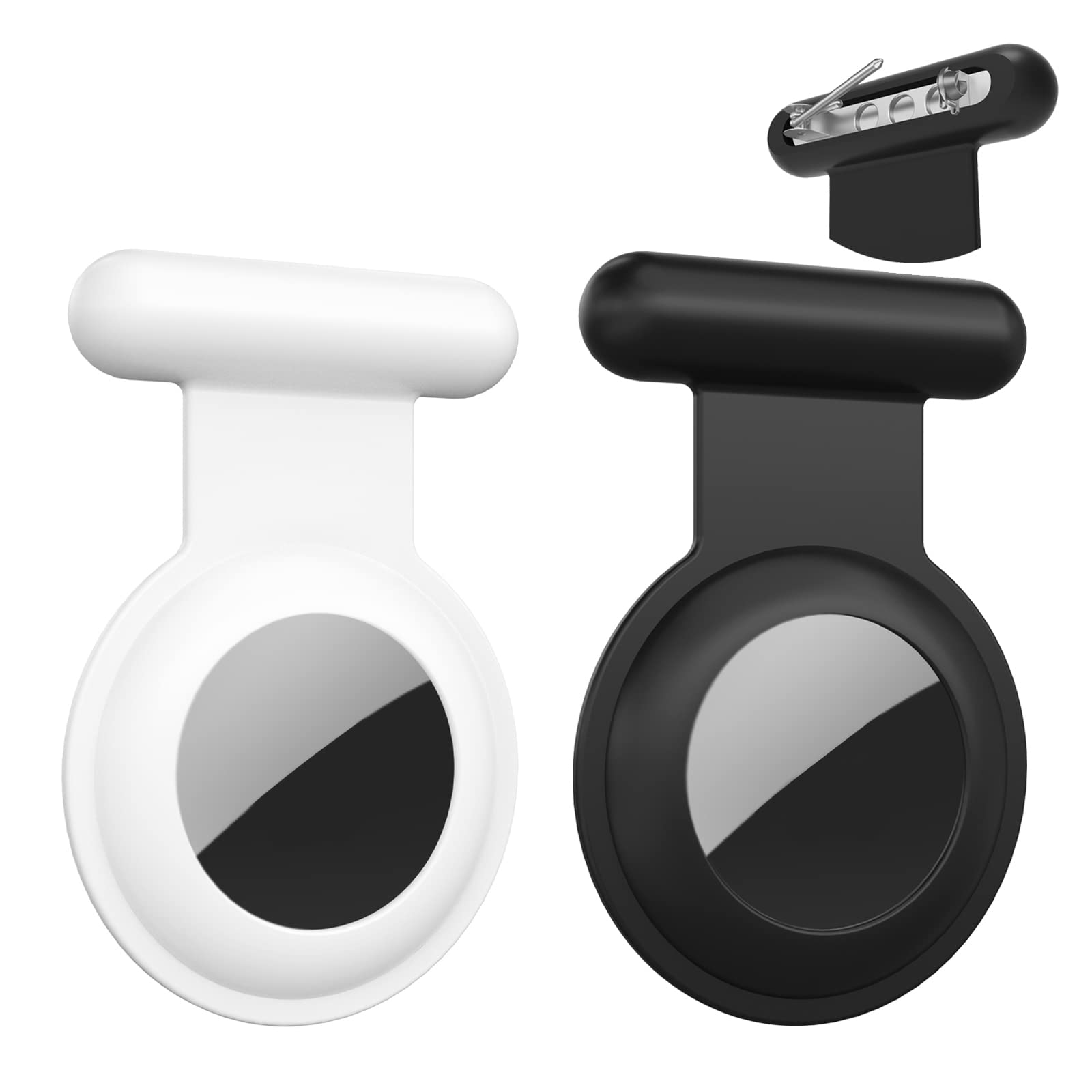 Lot de 2 supports AirTag avec broche, traqueur GPS caché Airtag en silicone  avec épingle invisible pour vêtements, sac à dos, bagages, coque