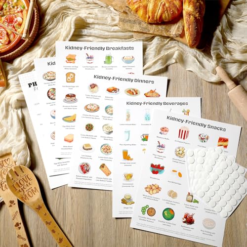 Image of Sinload 12 Pcs Kidney Friendly Food List Poster Kidney Diet Chart Guide for Healthy Diet Kitchen