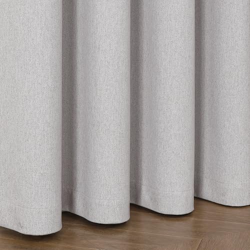 Image of Joydeco 100% Blackout Curtains 84 Inch Long 2 Panels Set, Thermal Insulated Long Curtains& Drapes 2 Burg, Room Darkening Drapes for Bedroom Living Room Window (Greyish White, W52 x L84 Inch)