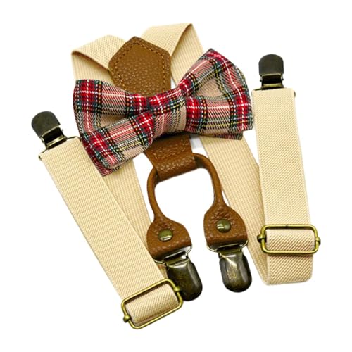 MFMEXUL Tirantes Y Pajaritas para Niños, Beige, universal
