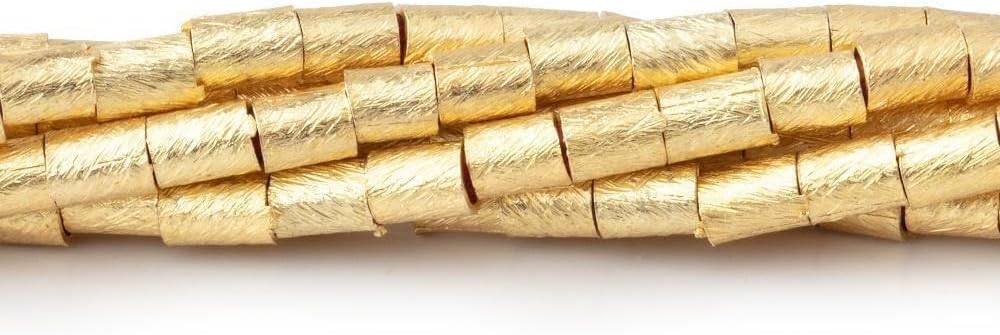 3x4mm 22kt Gold Plated Copper Brushed Tube Beads 8 inch 50 Pieces Large Hole