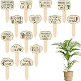 Pflanzenetiketten – wasserdichte Etiketten für den Außenbereich – 15 Stück Holzpfosten mit lustigen Sätzen, wasserdicht, zur Identifizierung von Blumentöpfen, Gartenarbeit, Outdoor, Gewächshaus, Anbau