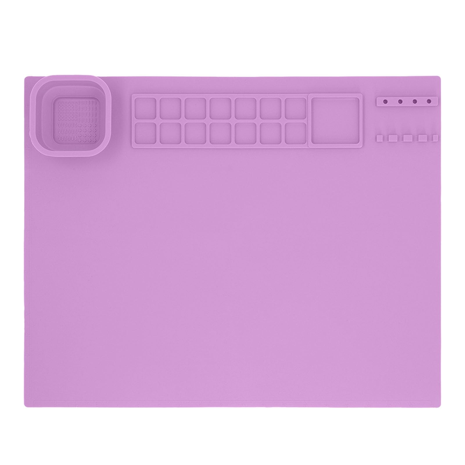 SIXRUN Tapis de Peinture en Silicone Tapis d'art en Silicone 49 X 39 Cm Matériau épais Facile à Nettoyer Grand Espace de Travail avec Tasse pour Enfants Peinture Dessin Graffiti et Collage à la