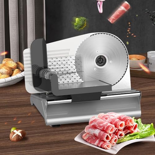 Cortadora de Carne Eléctrica con Hoja de Acero Inoxidable de 7,5' - Máquina Cortadora de Carne de Grosor Ajustable para Uso Doméstico (Res, Queso, Pan)