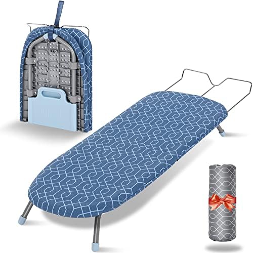 APEXCHASER Foldable Ironing Board with Iron Rest, Tabletop, Small,2 Heat Resistant Ironing Cover, Portable, Non-Slip Feet for Home Travel Use