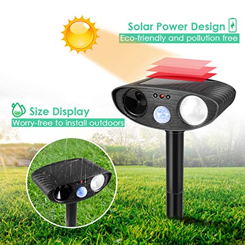 Clever sprouts Dog Cat Repellent, Ultrasonic Animal Repellent with Motion Sensor and Flashing Lights Outdoor Solar Powered Waterproof Farm Garden Yard Repellent, Cats, Dogs, Foxes, Birds, Skunks, Rod
