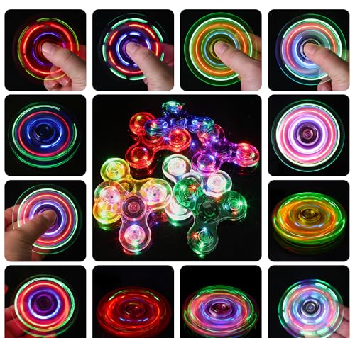 WELLVO 1Pcs LED Fidget Spinner for Kids Adults, Light Up Sensory Fidget Toys for Kids 4-8 8-12 Anxiety Stress Relief, Classroom Prizes Glow in The Dark Hand Spinner Boys Girls Birthday Gifts - Image 3