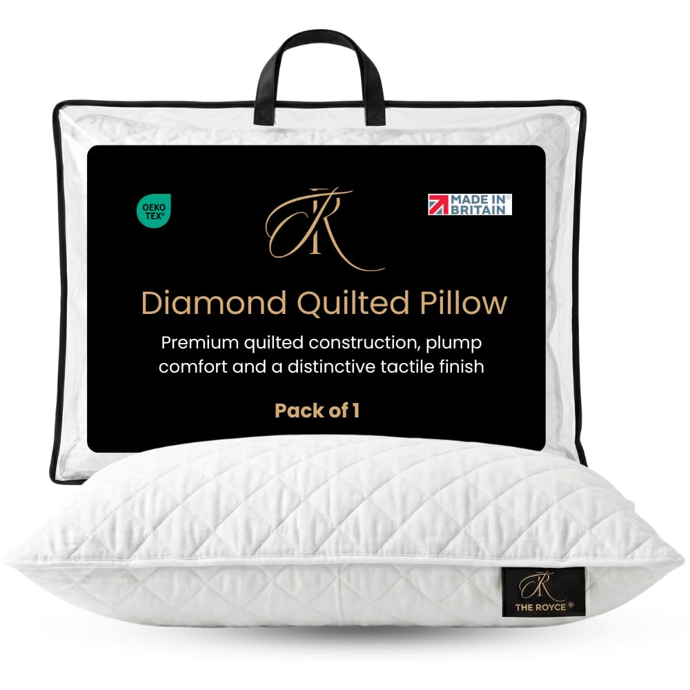 The Royce Diamond Hotel Quality Pillows 1 Pack Soft Hollowfibre Filling