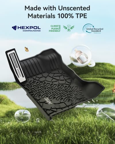 Image of 3W Floor Mats with Metal Pedal for 2021-2025 2026 Ford Bronco 4-Door | Full Protection include underfloor storage mat,All Weather TPE Custom Fit Bronco Floor Liners (Not Fit Sport & Vinyl Floor)
