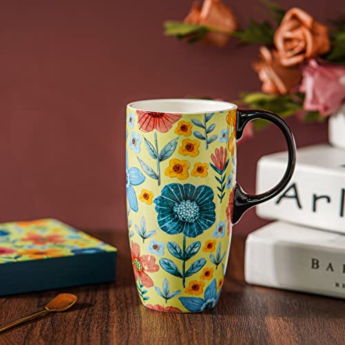 Topadorn Ceramic Travel Mug with Lid Coffee Mug with Gift Box Latte Mug Coffee Cup, 17oz Large Capacity Mug Home Office Gift - Image 2