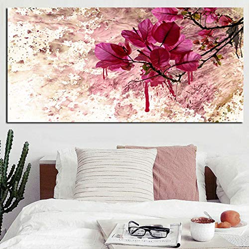 Cuadro de flores rojas en lienzo para decorar paredes vacías sin recargar, 50x100 2