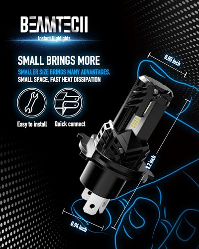 Image of BEAMTECH H /4 Fog Light Bulb, 2 Pcs | H4 Bulb, 6500K, Fanless, Stable, Fit Motorcycle