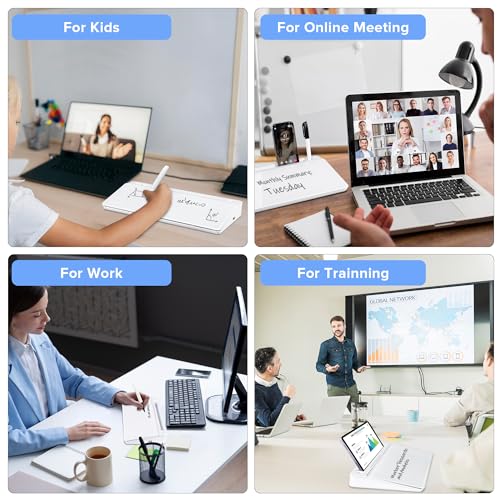 Image of Desk Whiteboard Dry Erase Glass Desktop Whiteboard, Deskboard Buddy with Storage Organizer & Notepad Desktop Buddy Keyboard Stand for Home Office School Accessories Supplies
