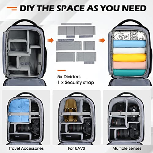 Image of SDYSM Camera Bag Backpack Professional for DSLR SLR Mirrorless Camera | 14 Inch Waterproof Camera Laptop Backpack with Rain Cover Anti Theft Travel Case Large Capacity Photography Backpack, Grey