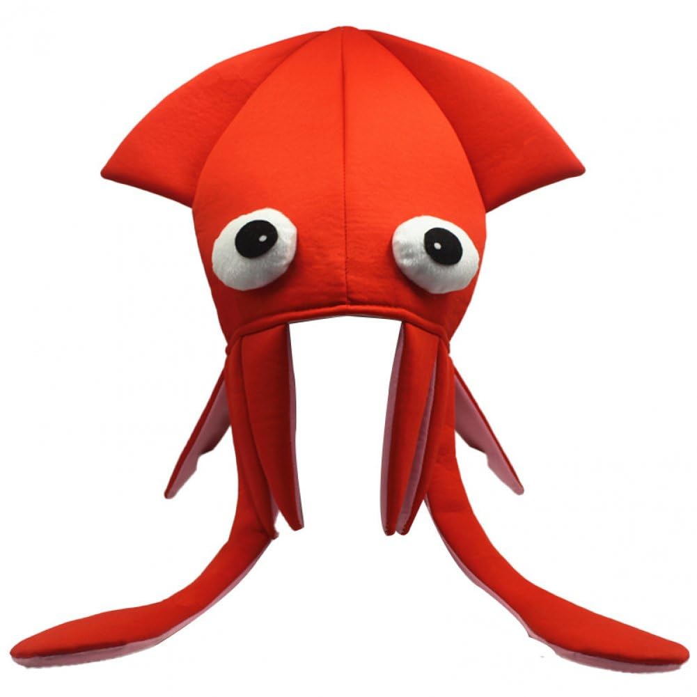 Baokuan Red Handmade Squid Hat Cartoon Octopus Hat Dance Performance Props Party Octopus Hats Funny Prop Hat Decoration