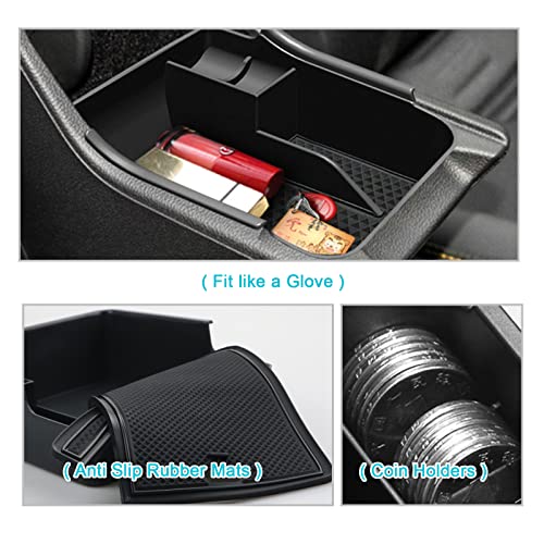 CDEFG Kompatibel mit VW Polo AW Taigo 2018-2024 2025 Mittelkonsole Armlehne Aufbewahrungsbox Handschuhfach Polo 2025 Aufbewahrung Auto Center Console Organizer Tray Polo AW Zubehör (Schwarz)