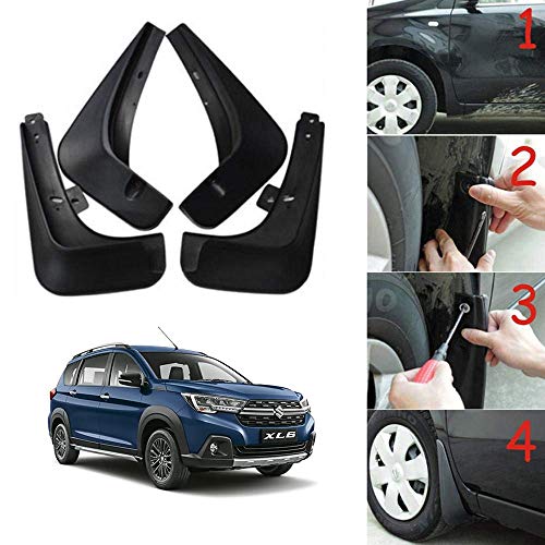Image of Oshotto (O.E.M Fitting Cup Type) Mud Flap /Splash Guard Compatible with Maruti Suzuki XL6 (Set of 4, Black)