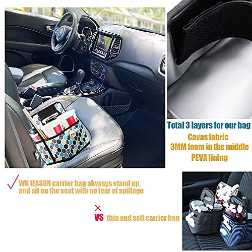 Drink Carrier Reusable Coffee Cup Carrier Bag Water Beer Bottle Holder Bag In Car Padded Beverage Holder Bag With Adjustable Dividers Fits 16-24Oz Coffee Cups Take Out (Green Geometric) #TOP3