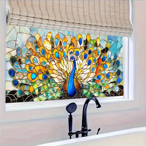 Vinilo Decorativo de Ventana con Diseño de Pavo Real 39.3x17.7 pulgadas miniatura 6