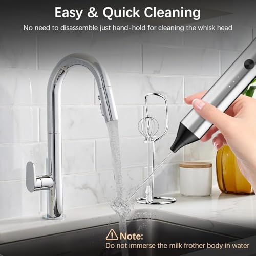 Image of Rechargeable Milk Frother with Stand,3-Speed Handheld Coffee Electric Whisk, Detachable Stainless Steel Frother Wand, Coffee Frother & Drink Mixer for Latte, Cappuccino, Hot Chocolate, Egg (Silver)