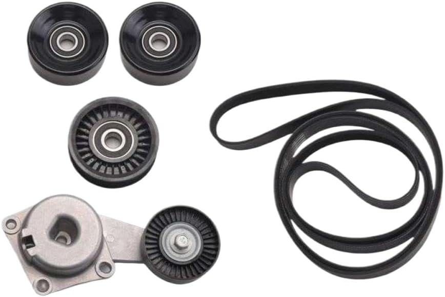 Serpentine Belt Drive Assembly Kit Compatible With F-250 90K-38274A ACK061025 DBK061025B(Black Silver)