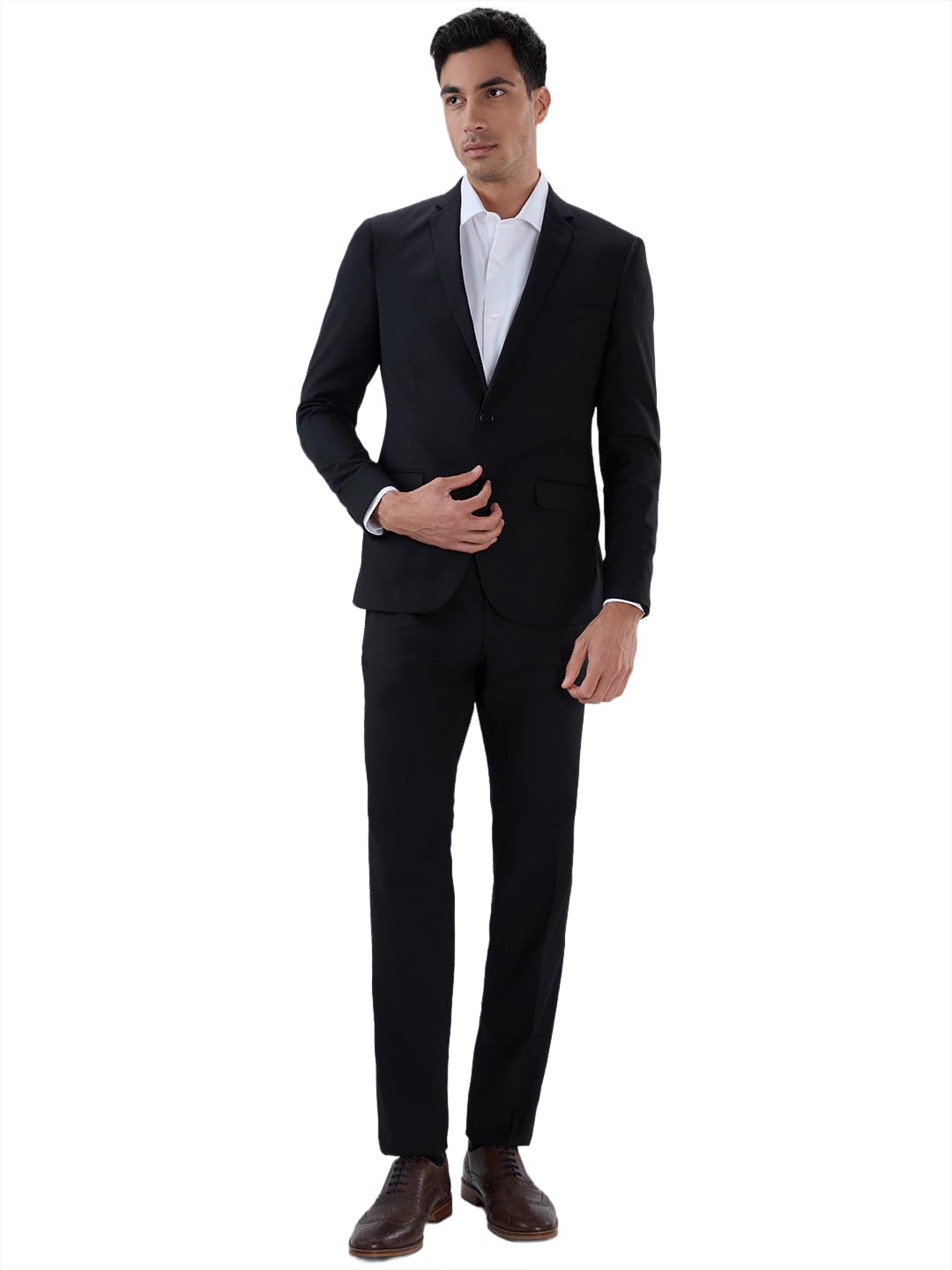 raymond Men Slim Fit Solid Pattern Terelyne Blend Notch Lapel Full Sleeve Formal Suit-picture-44