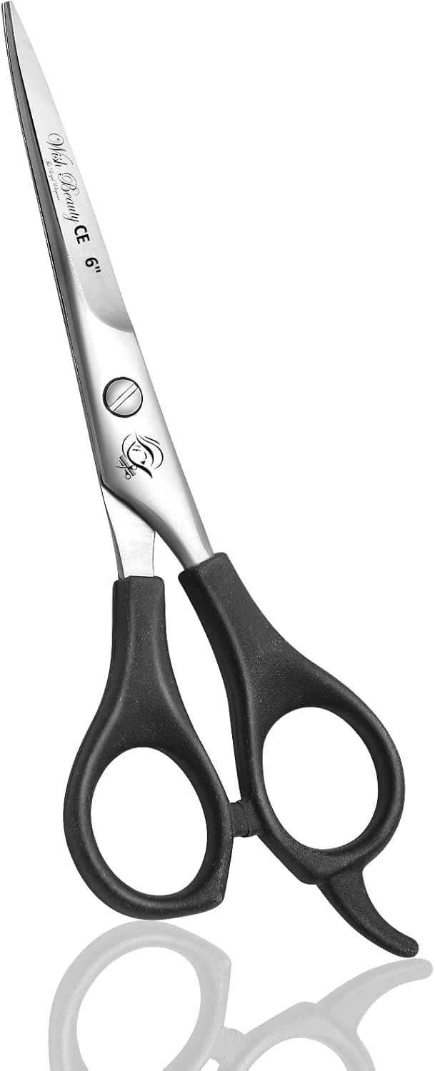 Glamified , Glam Black Glamified Hairdressing Scissors, Stainless Steel Hairdresser Scissors, Hair Cutting Scissors, Barbers Or Home Use, 6Inch,