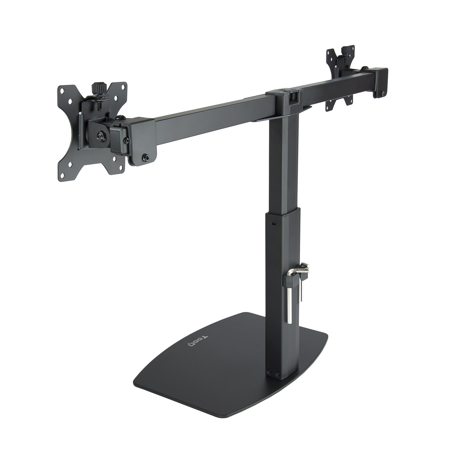 TooQ, Schwenkbarer Tischständer, Neigbar für Bildschirme von 17 bis 27 Zoll, Kompatibel mit Gebogenen Monitoren, Drehung 180º, Schwarz