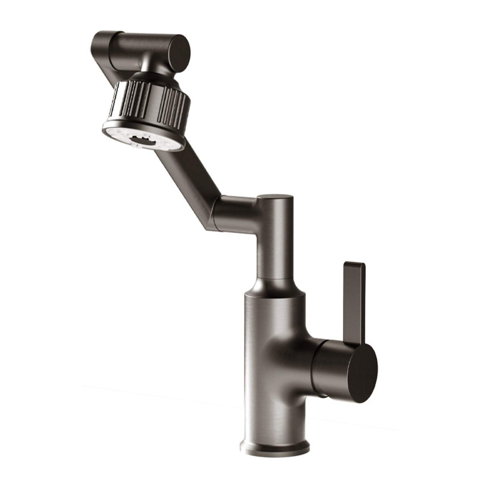 Gun Grey Rotatable Bathroom Faucet, Swivel Basin Sink Mixer, Deck Mounted Single Hole Tap,Safe and Reliable(Bianco)