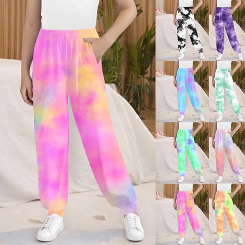 Girls Boys Tie Dye Casual Sweatpants Elastic Waist Joggers Loose Athletic Track Pants with Pockets for Kids 3-15 Years2