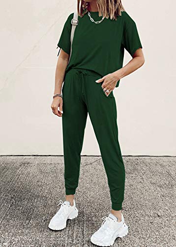 PRETTYGARDEN Women's Two Piece Sets 2025 Summer Spring Jogger Pants Travel Vacation Lounge Outfits Airplane Matching Clothes