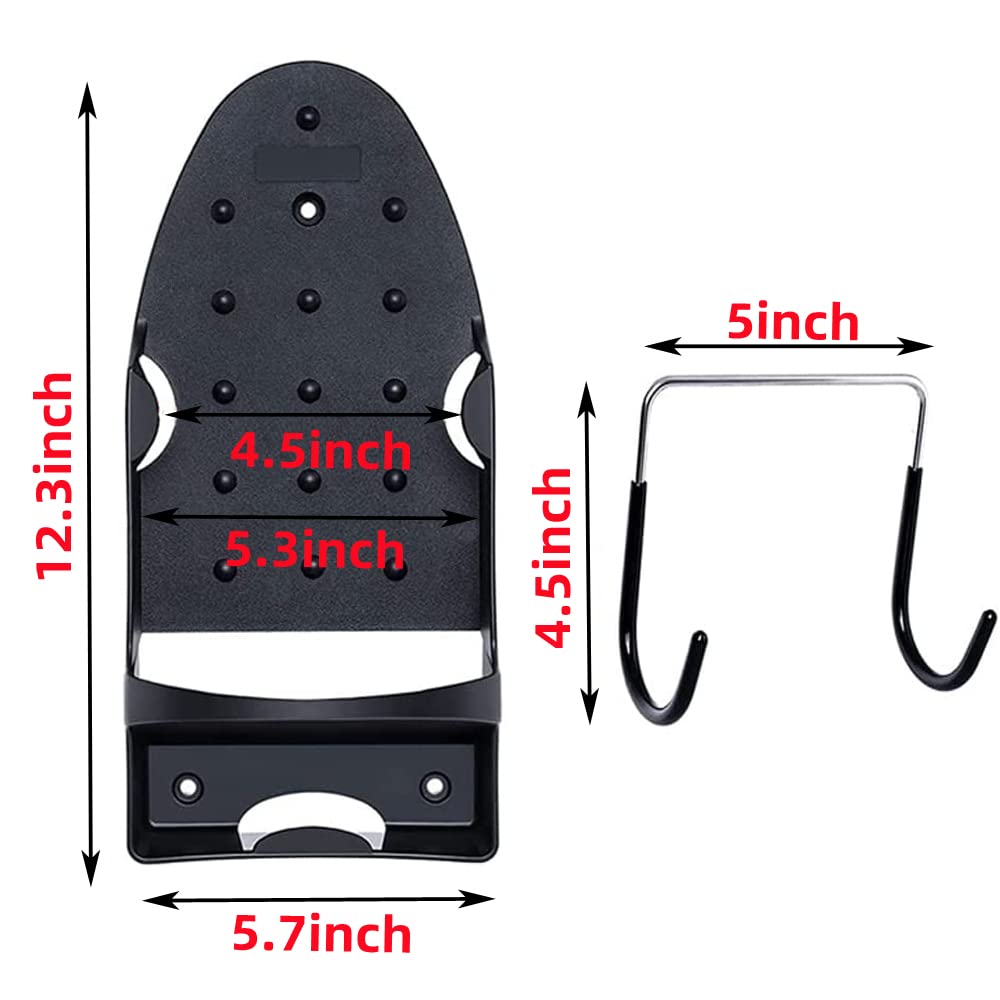 Ironing Board Hanger Wall Mount Electric Iron Holder Household Bathroom Shelf Holder Rack Electric Iron Holder - for Max 5.2 inch Width(Black)