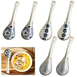 Xiuyer Suppenlöffel, Im Japanische Und Koreanische Suppenlöffel Langen Gebogener Griff Keramik Ramen Chinesische Keramik Reislöffel Spoon Für Pho Wonton Nudeln Löffel, keramik Spoons teelöffel