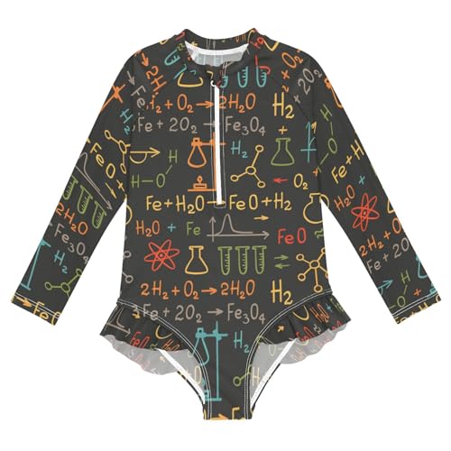 Image of Girls One Piece Swimsuits Long Sleeve Swimsuit Zipper Bathing Suits Swimwear