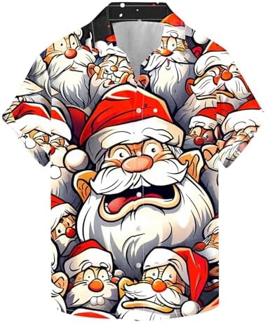 Lustiges Weihnachtshemd Herren - Langarm, Slim Fit, Mit 3D-Druck Weihnachtsmotiven, Knöpfe, Größen XS-5XL