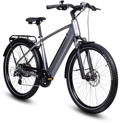 SAXONETTE E Fahrrad Herren 27.5 * 2.35 Zoll mit 36V 13Ah Akku, E Bike Erwachsene mit Hydraulische Scheibenbremse, 7 Gang Kettenschaltung Pedelec mit Federgabel, Gepäckträger für Herren/Männer