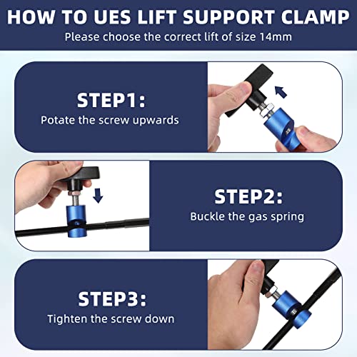 Image of Yahenda 4 Pcs 0.55 Inch Car Hood Prop Struts Clamp, Cars Lift Support Clamp Hood Lift Support Clip Strut for Car Rod Retaining Holder Tool
