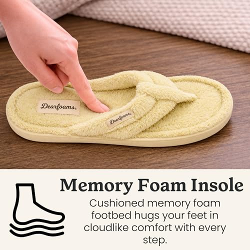 Image of Dearfoams Women's Melanie Colorblocked Microfiber Terry Thong Slipper