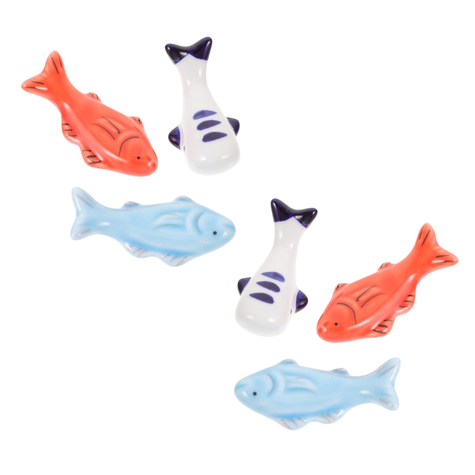 Cabilock 6Pcs Japanese Ceramic Fish Chopstick Holder Cute Painted Rack for Dining Table Decoration Functional Chopstick Rest Pillow for Household Hotel Use Random Style