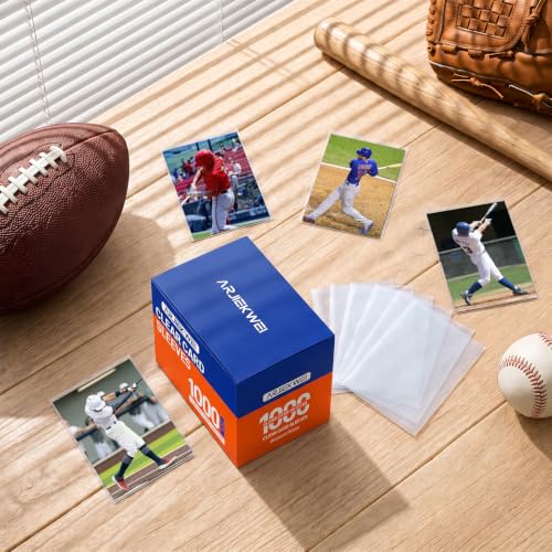 Image of 1000 Count Clear Card Sleeves, Baseball Card Sleeves | Plastic Trading Cards Sleeve for Sports Baseball Football MTG PKM Game Standard Cards