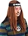 Produktbild Hippie Perücke Set mit Perücke + Peace Anhänger + rotes Kopfband + runde Sonnenbrille 70er 80er 90er Jahre Fasching Karneval Kostüm Perücken für Damen & Herren 035A