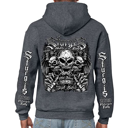 Biker Life Clothing 2023 Sturgis Motorcycle Rally Bones N Chrome Pull-Over Hoodie