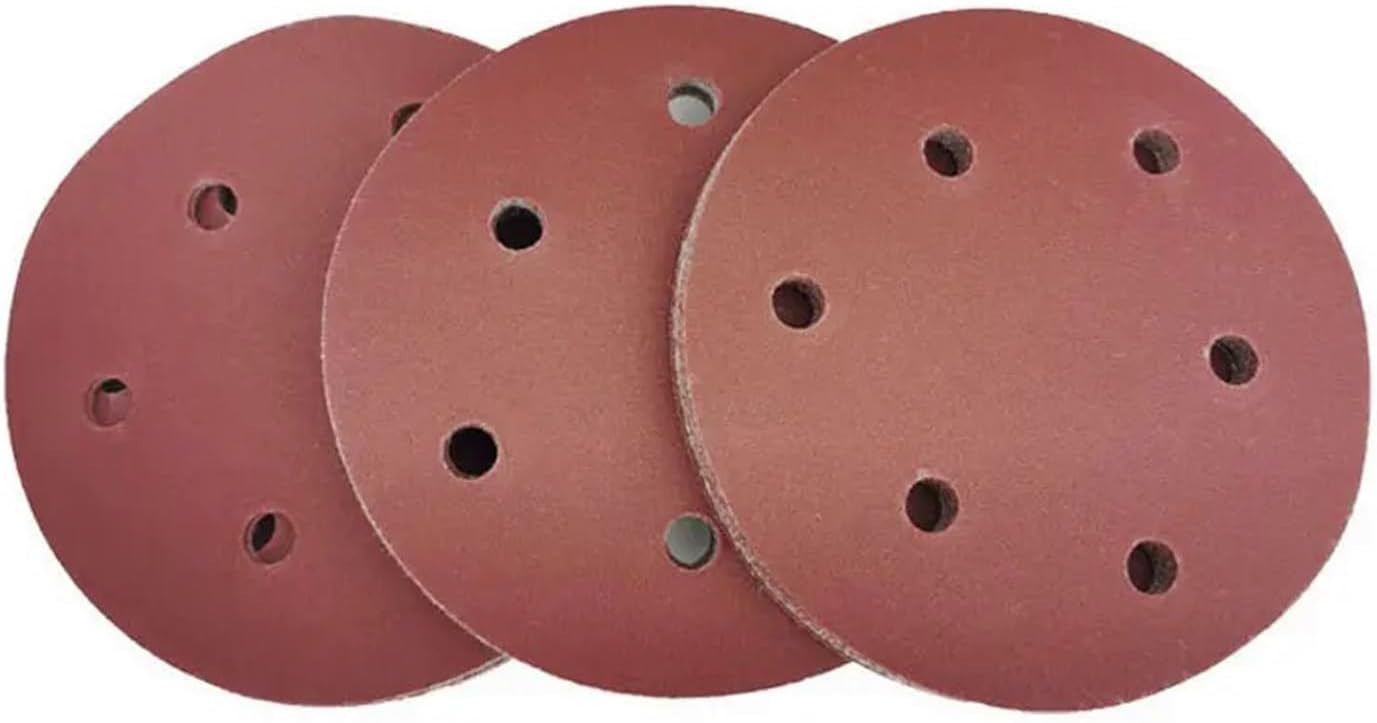 Sanding Pads, 100 Pieces of 5-inch 6-Hole 125 mm Round Sandpaper Disc Sand Disc Grit 60-1200 Hook-and-Loop Sanding Disc Polishi for Wood Furniture(180 grit 100pcs)